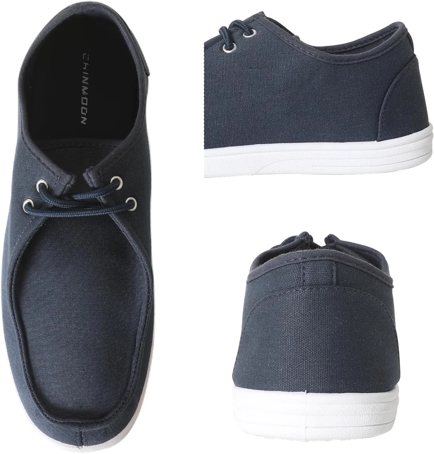 CHIN·MOON Men's Slip On Loafers Walking Driving Business Casual Shoes Lace Up Canvas Footwear