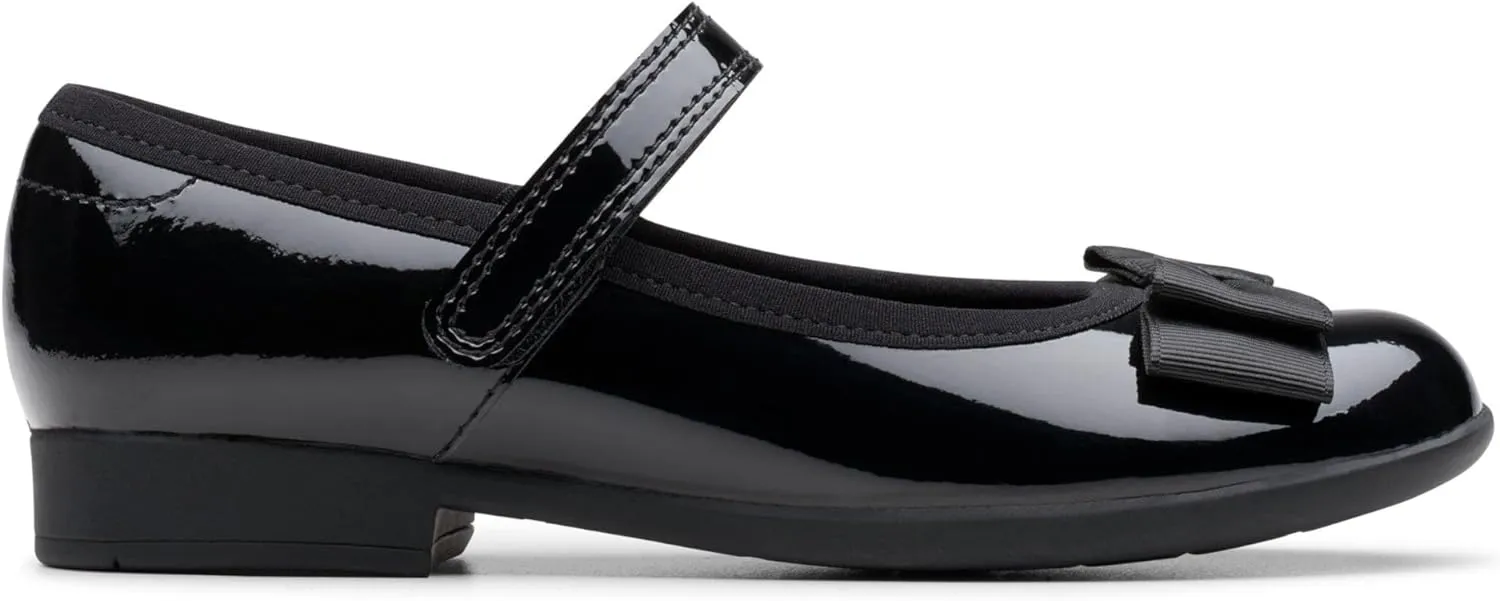 Clarks Scala Tap K Girls' Ballet Flats, Black Black Pat Black Pat, 11.5