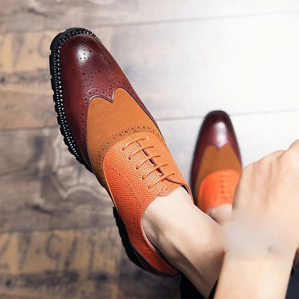 Classic Fashionable Patchwork Dress Shoes Modern Casual Lace Up Elevator Shoes Italian Luxury Breathable Oxford