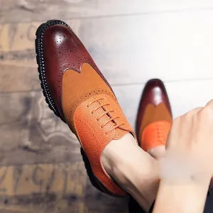 Classic Fashionable Patchwork Dress Shoes Modern Casual Lace Up Elevator Shoes Italian Luxury Breathable Oxford
