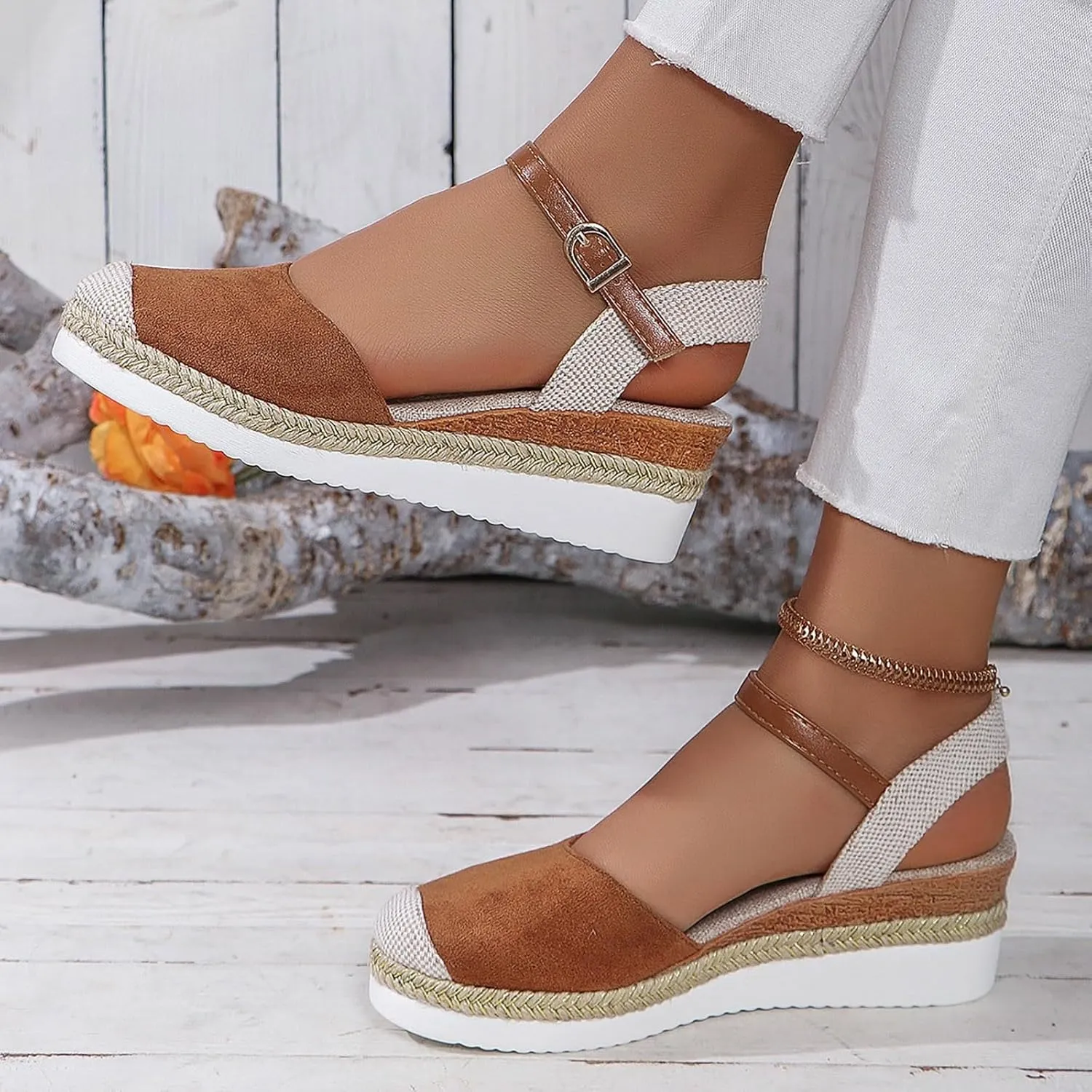 Closed Toe Platform Wedge Sandals for Women Heel Casual Womens, 2025 Espadrilles Wedges Sandals Heel Casual Comfortable Low Wedges Walking Strappy Comfortable Outdoor Shoes