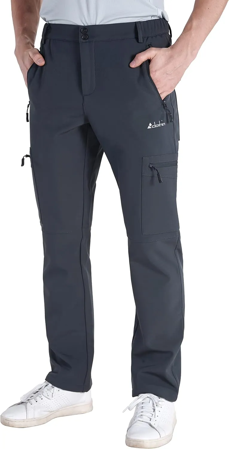 clothin Men's Insulated Pants Fleece Lined Snow Pants Softshell Water and Wind-Resistant