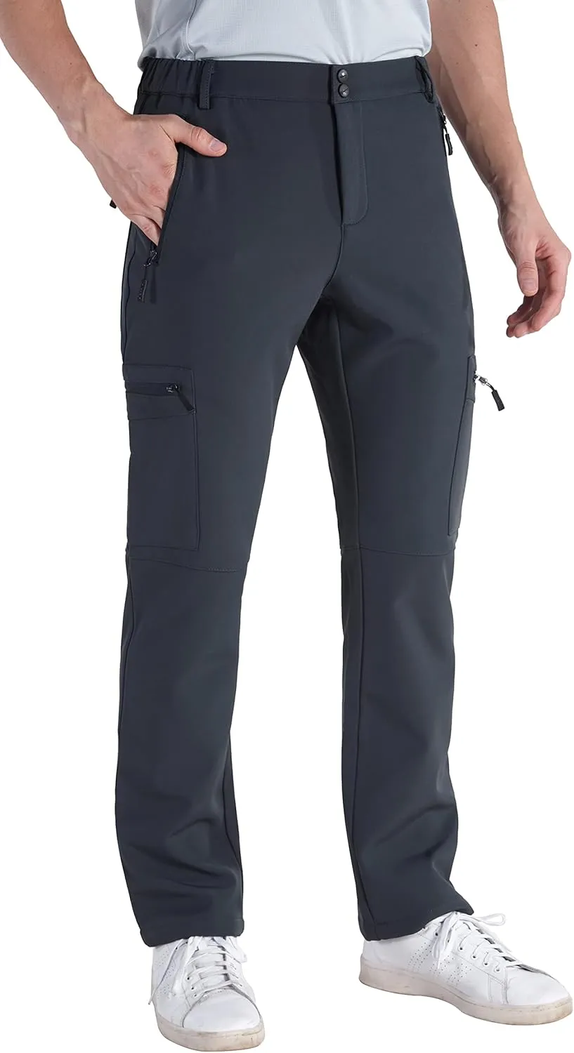 clothin Men's Insulated Pants Fleece Lined Snow Pants Softshell Water and Wind-Resistant