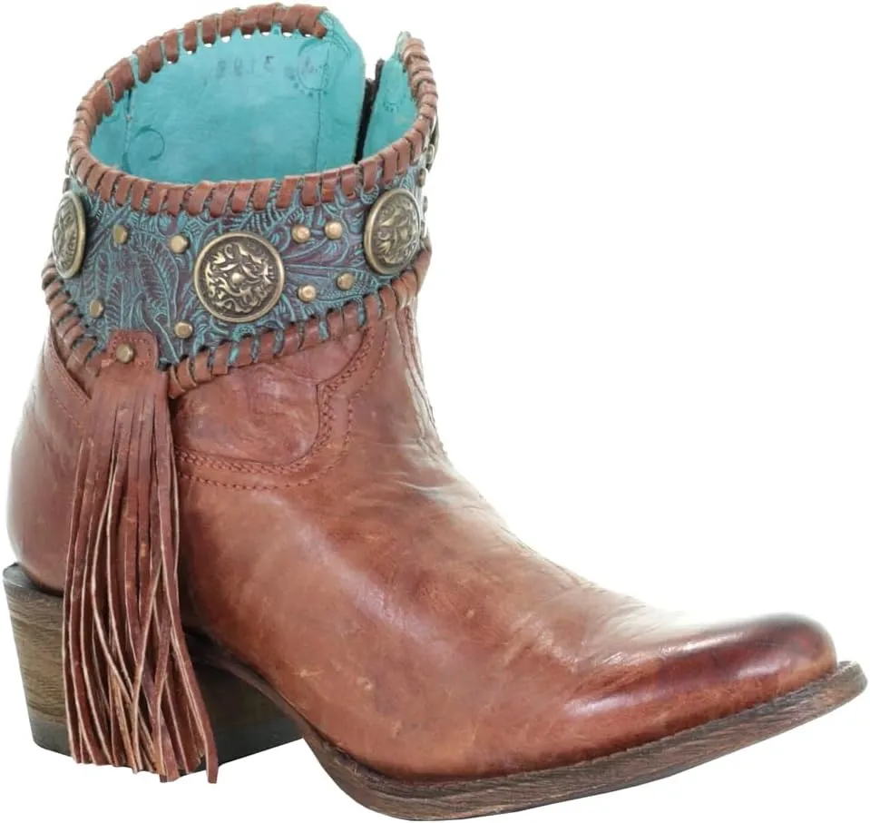 Corral Ld Brown Conchos Ankle Boot