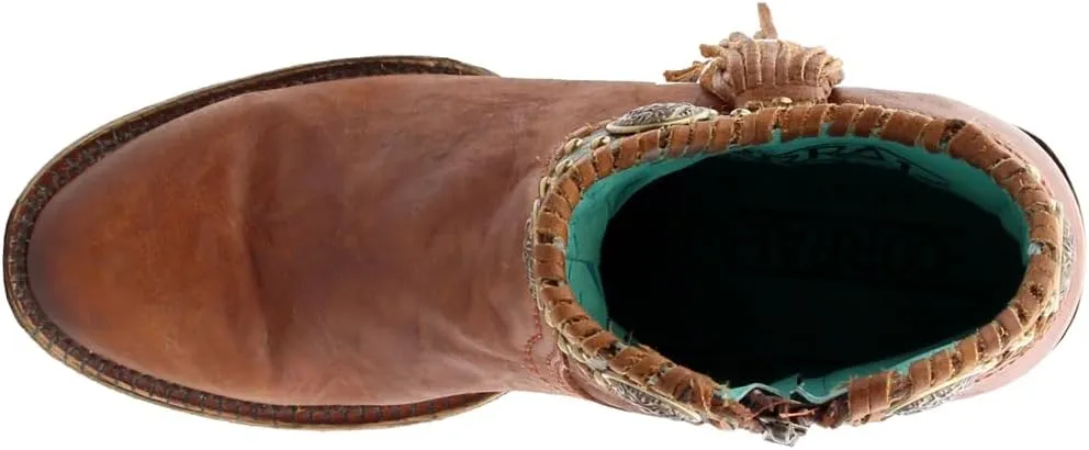 Corral Ld Brown Conchos Ankle Boot