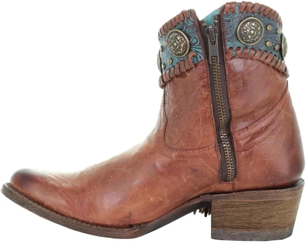 Corral Ld Brown Conchos Ankle Boot