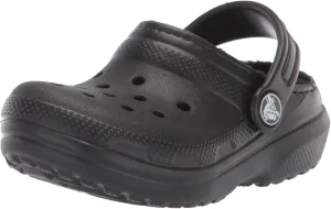 Crocs Unisex-Child Classic Lined Clog | Toddler Slippers, Black/Black, 5 Toddler