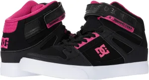 DC girls Pure High-top Ev Youth Skate Shoe, Black/Pink/Black, 12.5 Big Kid US