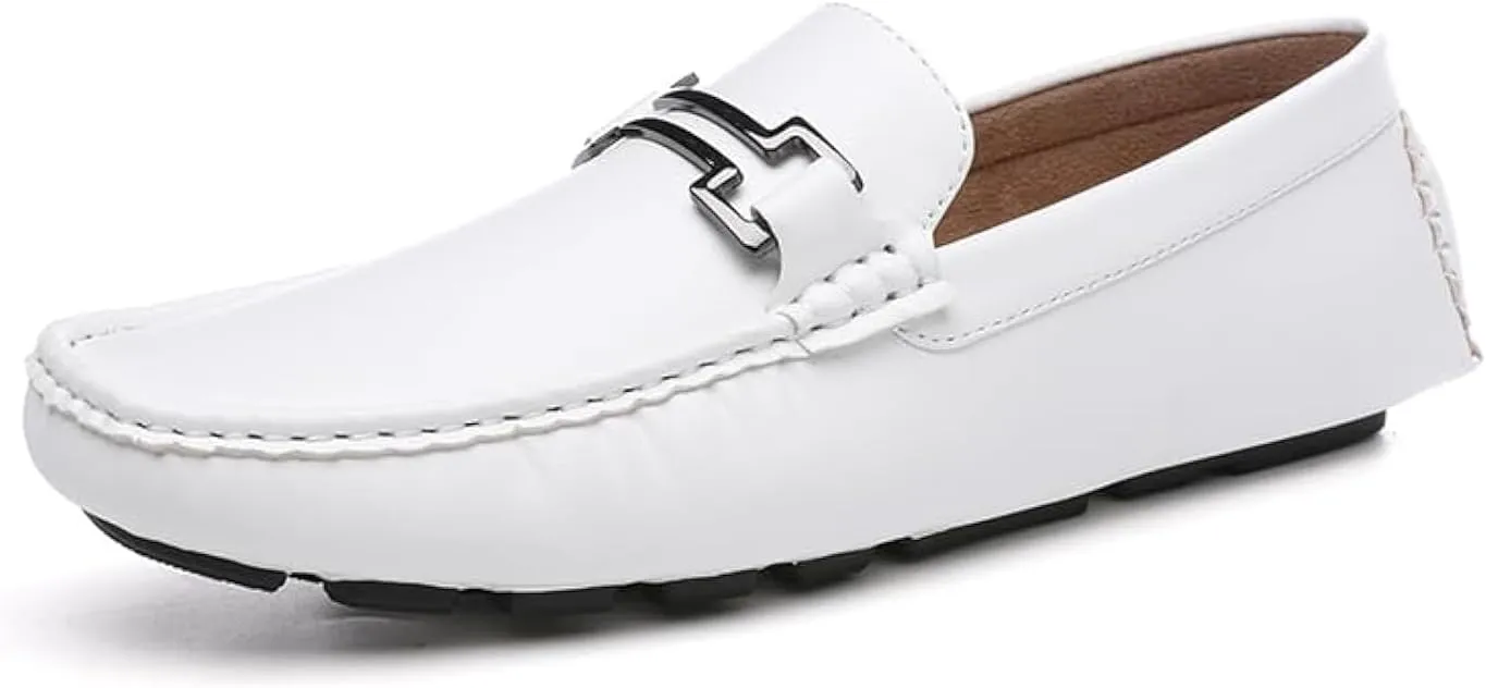 DECARSDZ Men's Casual Slip on Soft Lightweight Driving Penny Loafers for Men Shoes White