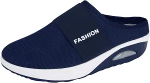 Diabetic Air-Cushion Slip-On Walking Shoes Mules for Women 2025 Fashion Mesh Summer Slip-On Breathable Slippers Closed Toe Slides with Arch-Support