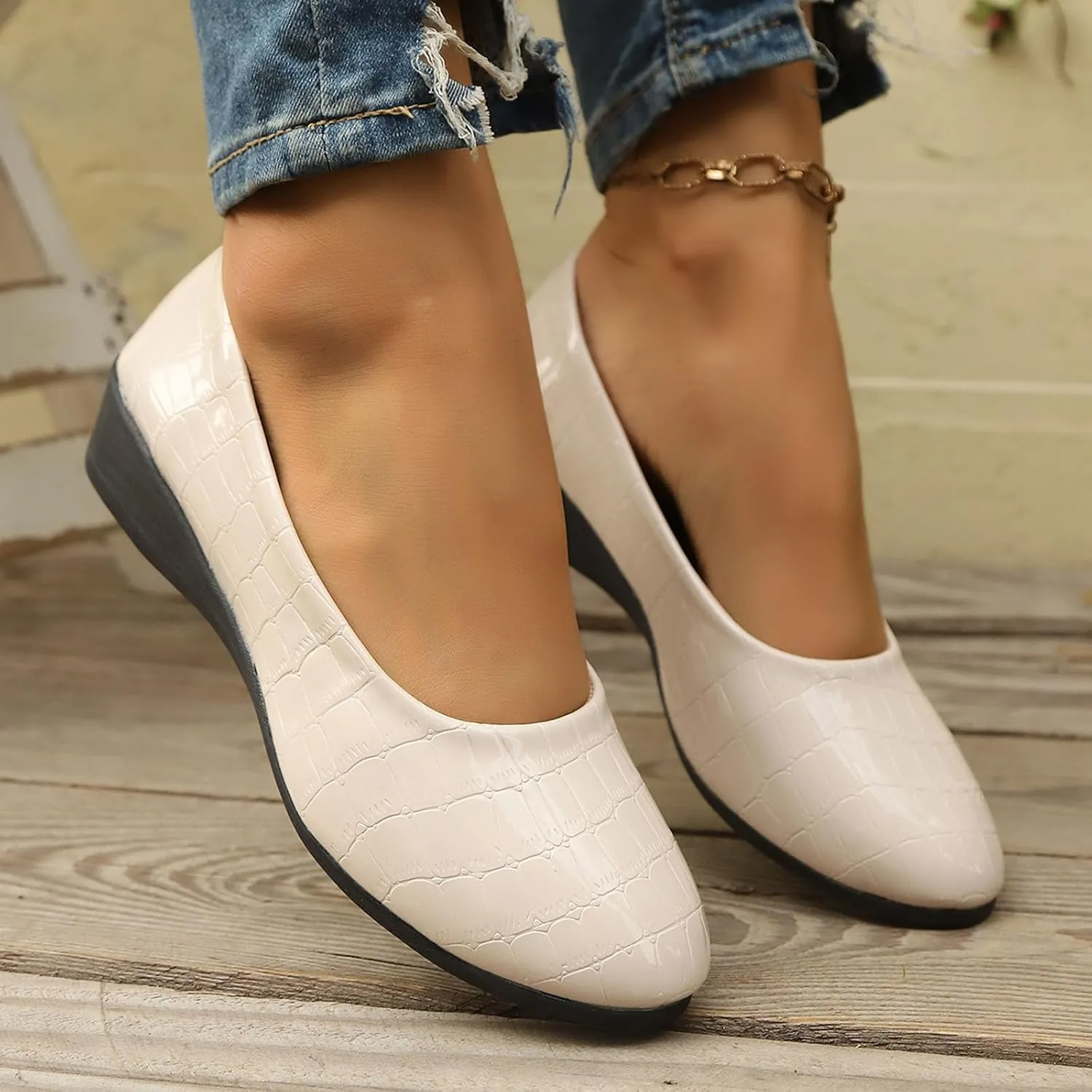 Dressy Flat Womens Round Toe Loafers Comfort Flat Shoes Slip On Loafers Ladies Ballet Flats Business Casual Shoes