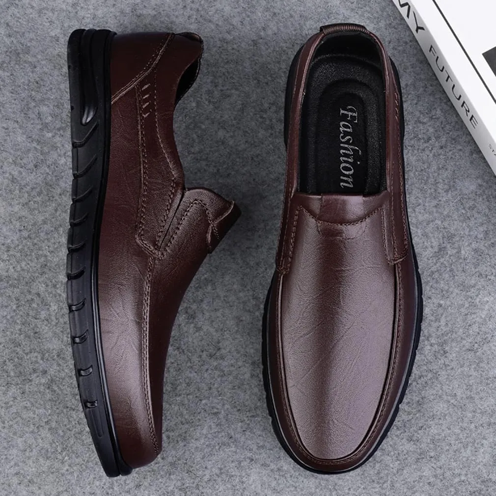 EASYANT Men Leather Loafers Shoes Classic Dress Shoes Male Fashion Slip-on Casual Driving Shoe Brown