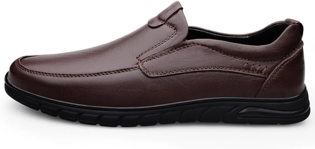 EASYANT Men Leather Loafers Shoes Classic Dress Shoes Male Fashion Slip-on Casual Driving Shoe Brown