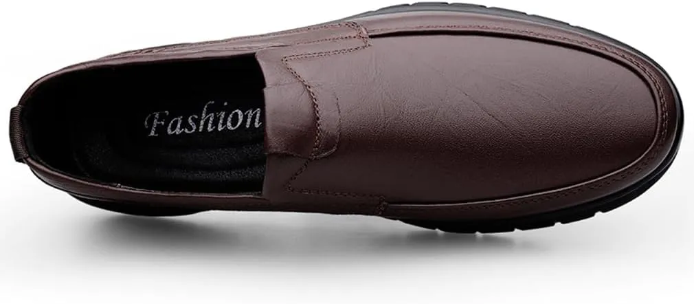 EASYANT Men Leather Loafers Shoes Classic Dress Shoes Male Fashion Slip-on Casual Driving Shoe Brown