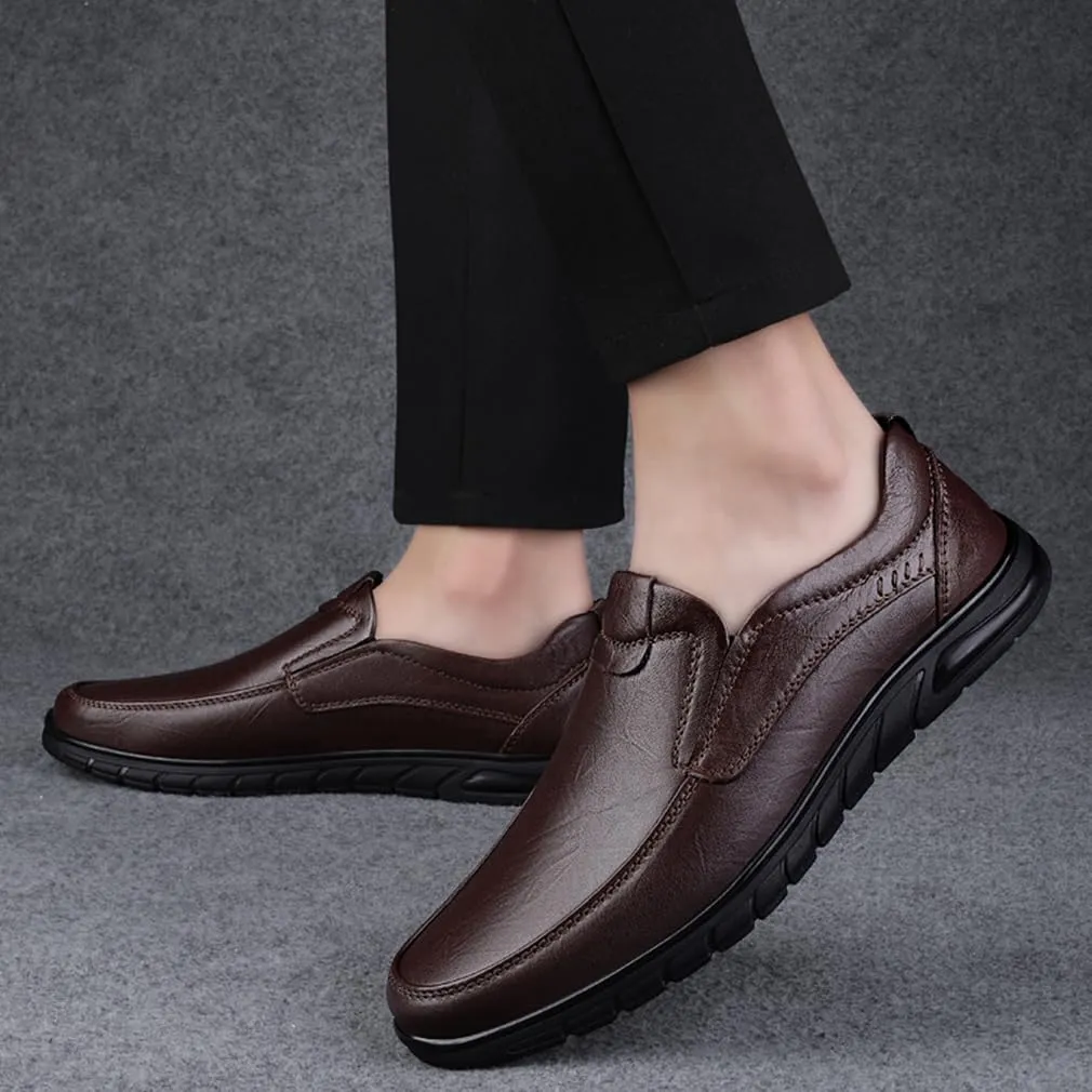 EASYANT Men Leather Loafers Shoes Classic Dress Shoes Male Fashion Slip-on Casual Driving Shoe Brown