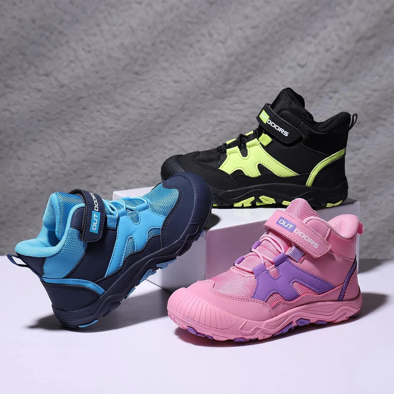 Eliogn Boys Girls Ankle Hiking Boots Outdoor Mountaineering Sports Hiking Shoes High Top Sneakers for Kids