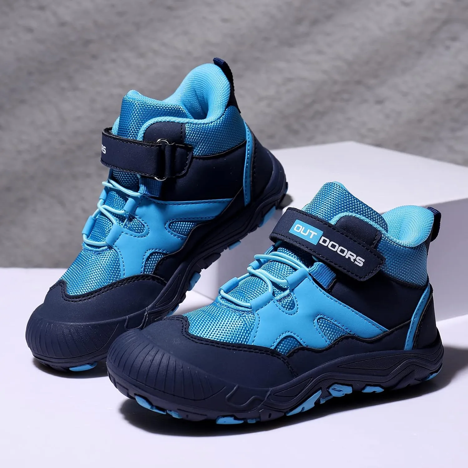 Eliogn Boys Girls Ankle Hiking Boots Outdoor Mountaineering Sports Hiking Shoes High Top Sneakers for Kids