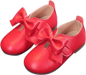 Fashion Autumn Girls Casual Shoes Flat Light Hook Loop Solid Color Bow Simple Shoe Toddler Girl
