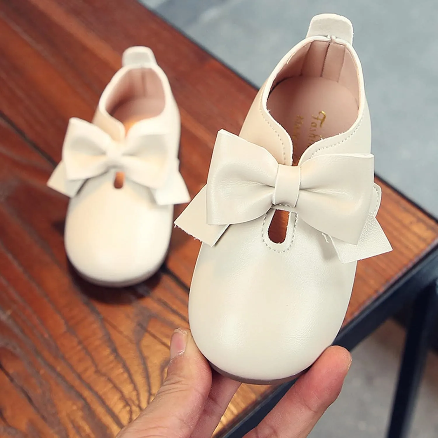 Fashion Autumn Girls Casual Shoes Flat Light Hook Loop Solid Color Bow Simple Shoe Toddler Girl