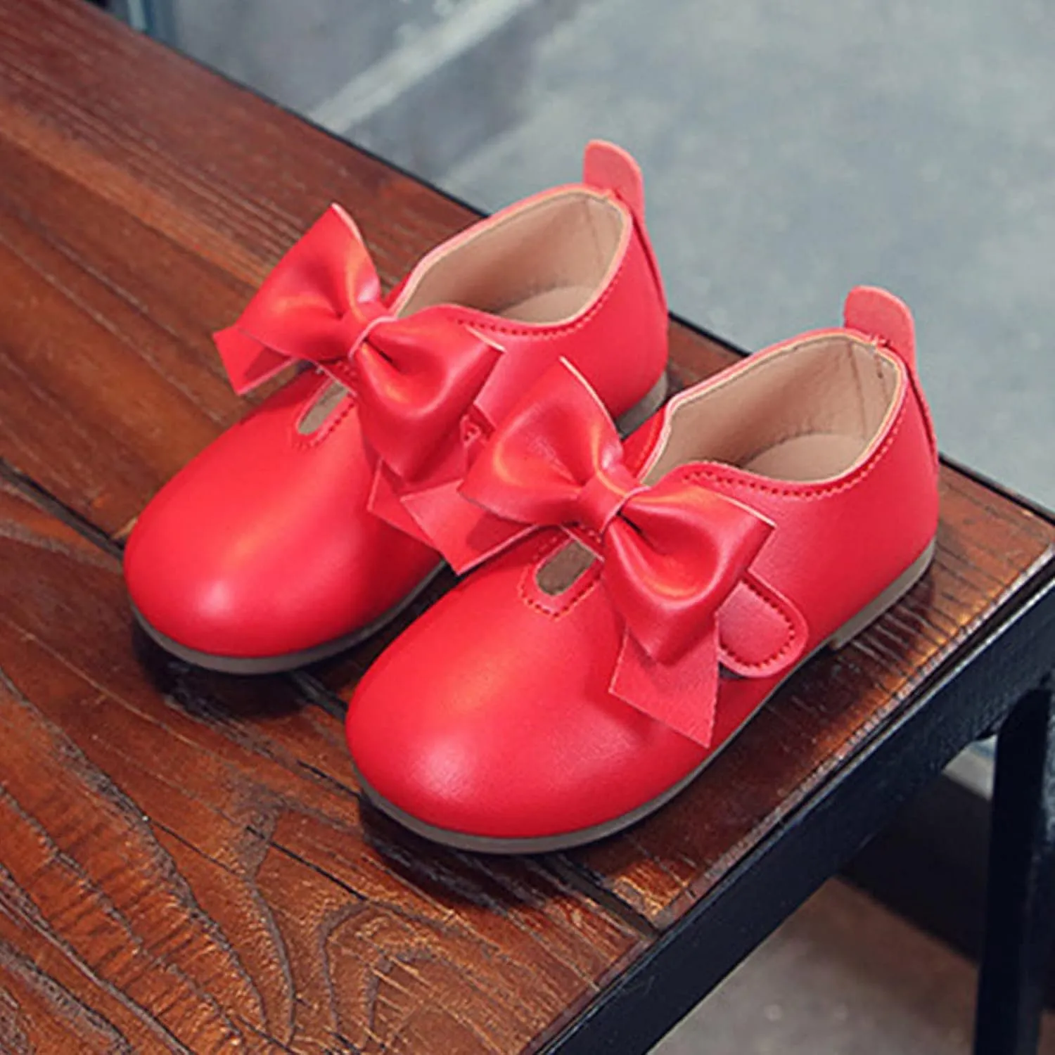 Fashion Autumn Girls Casual Shoes Flat Light Hook Loop Solid Color Bow Simple Shoe Toddler Girl