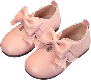 Fashion Autumn Girls Casual Shoes Flat Light Hook Loop Solid Color Bow Simple Shoe Toddler Girl