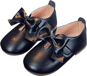 Fashion Autumn Girls Casual Shoes Flat Light Hook Loop Solid Color Bow Simple Shoe Toddler Girl