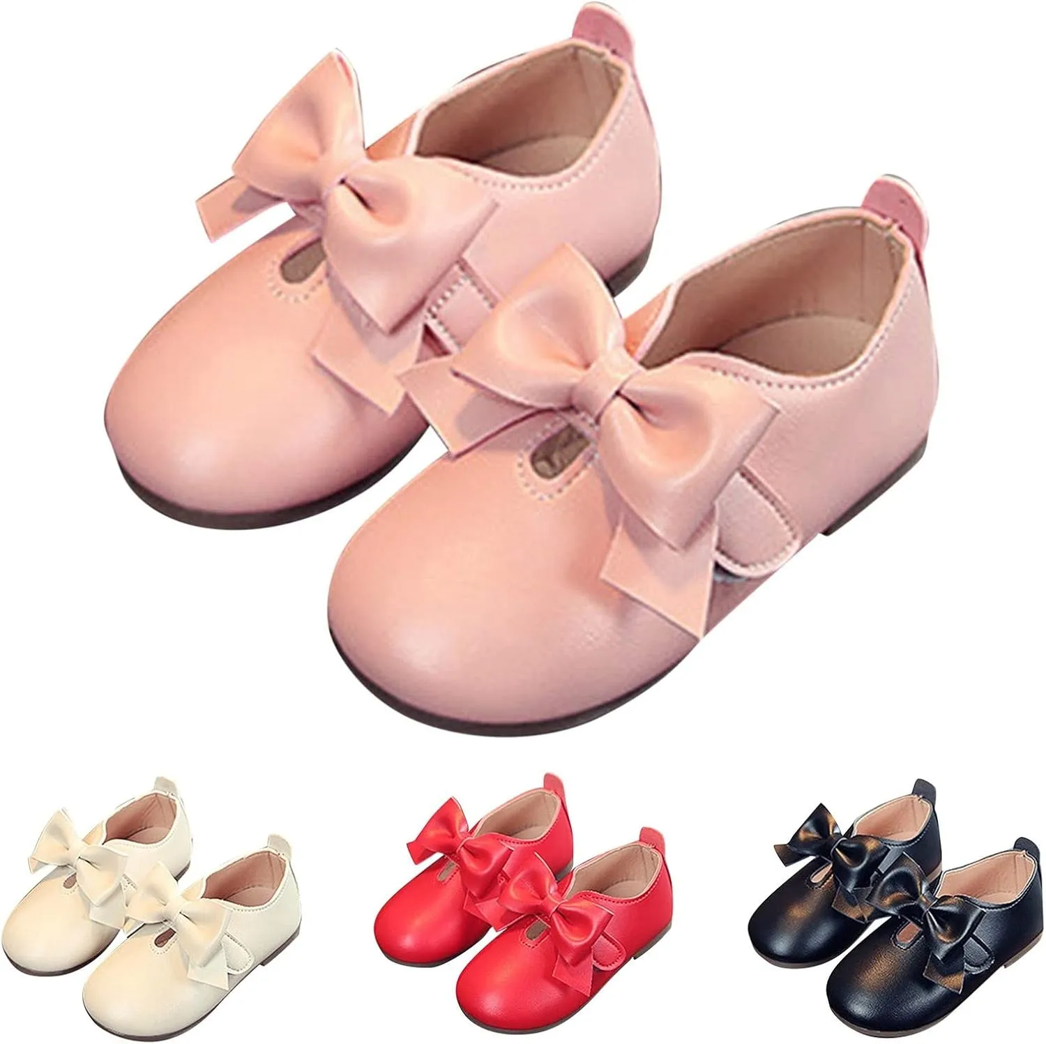 Fashion Autumn Girls Casual Shoes Flat Light Hook Loop Solid Color Bow Simple Shoe Toddler Girl