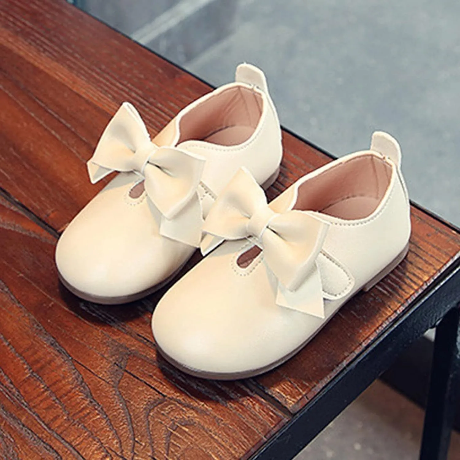 Fashion Autumn Girls Casual Shoes Flat Light Hook Loop Solid Color Bow Simple Shoe Toddler Girl