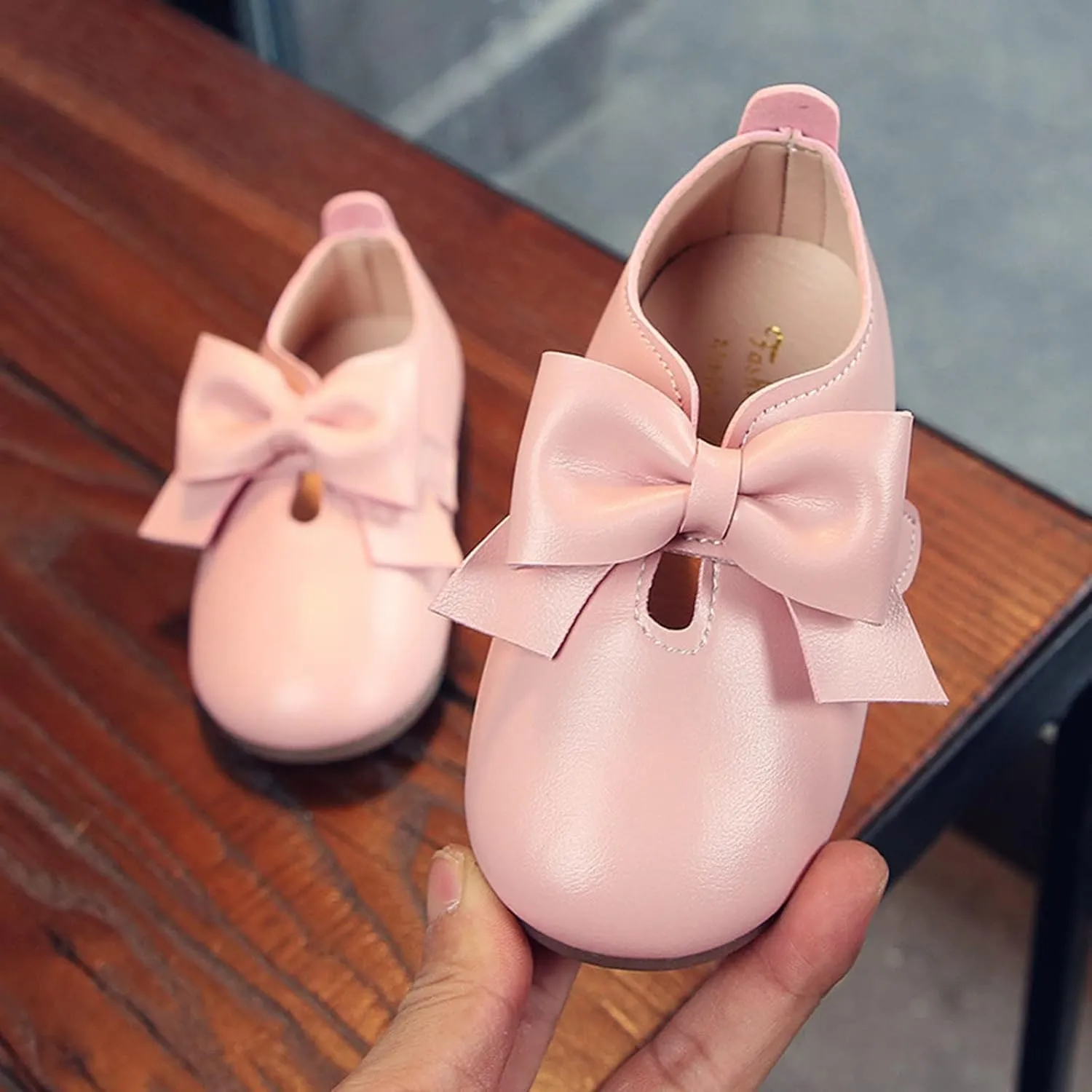 Fashion Autumn Girls Casual Shoes Flat Light Hook Loop Solid Color Bow Simple Shoe Toddler Girl