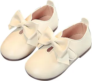 Fashion Autumn Girls Casual Shoes Flat Light Hook Loop Solid Color Bow Simple Shoe Toddler Girl