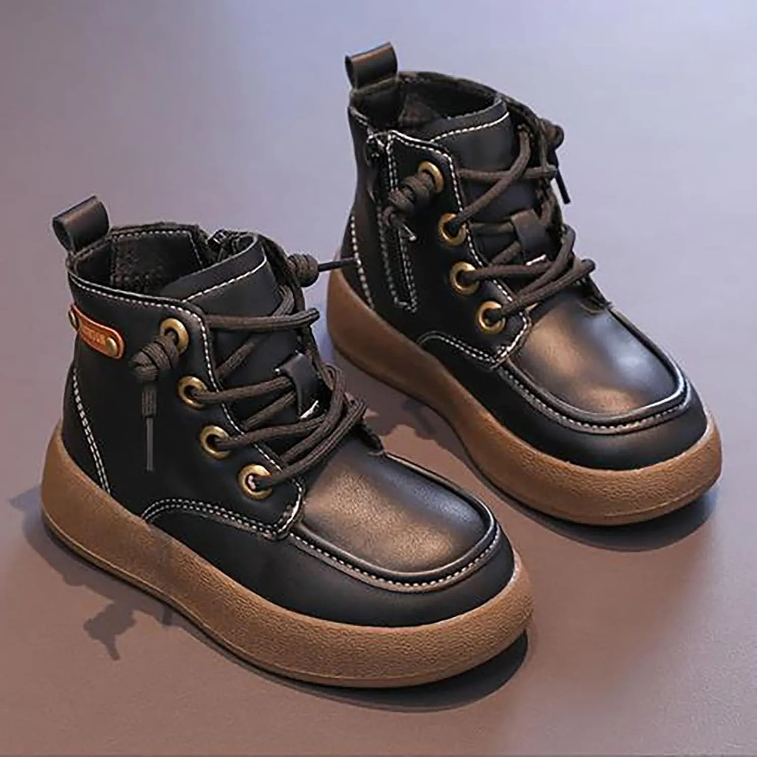 Fashion Fall and Winter Children's Flat Non Slip Boots Side Zipper Comfortable Light up Winter Boots for Boys