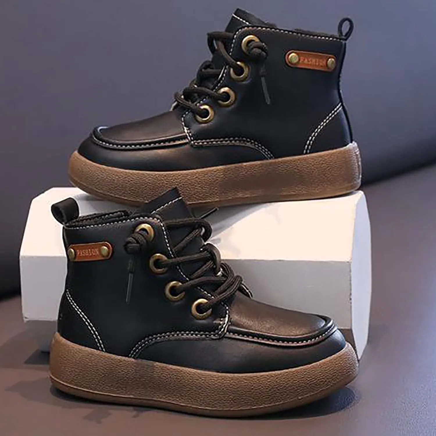 Fashion Fall and Winter Children's Flat Non Slip Boots Side Zipper Comfortable Light up Winter Boots for Boys