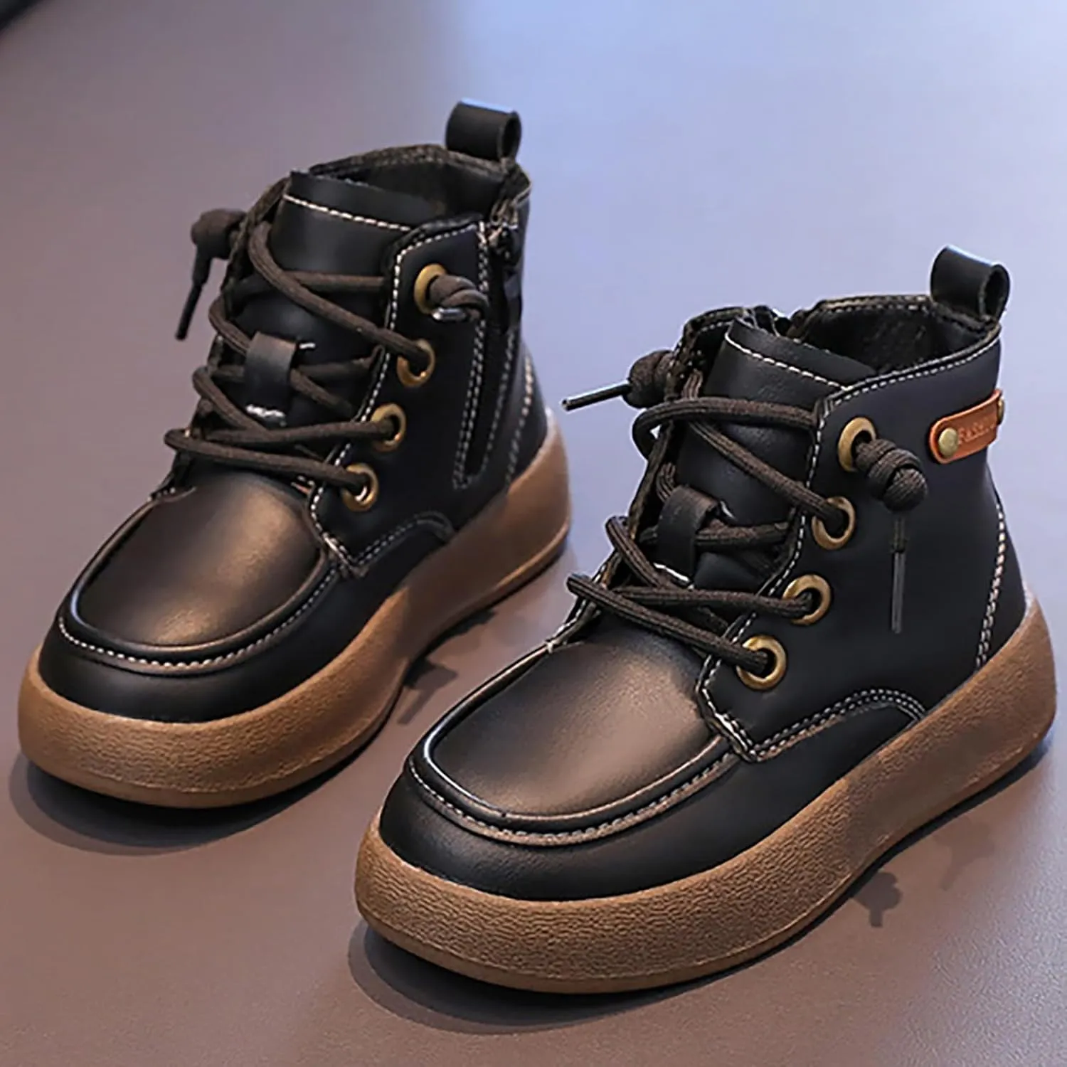 Fashion Fall and Winter Children's Flat Non Slip Boots Side Zipper Comfortable Light up Winter Boots for Boys