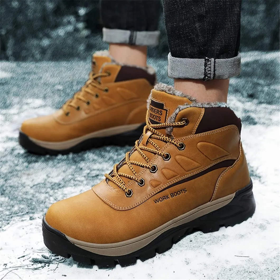Fashion Winter Men Snow Boots Mens Waterproof Leather Ankle Boots Warm Comfortable Casual Outdoor Hiking Boots