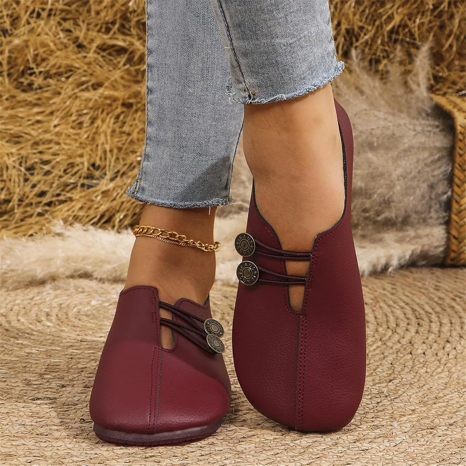 Flats Shoes for Women Round Toe Comfortable Ballet Flats Business Casual Work Slip On Dress Mary Jane Shoes Casual Dressy Walking Fashion Loafer Lightweight Breathable Outdoor Footwear