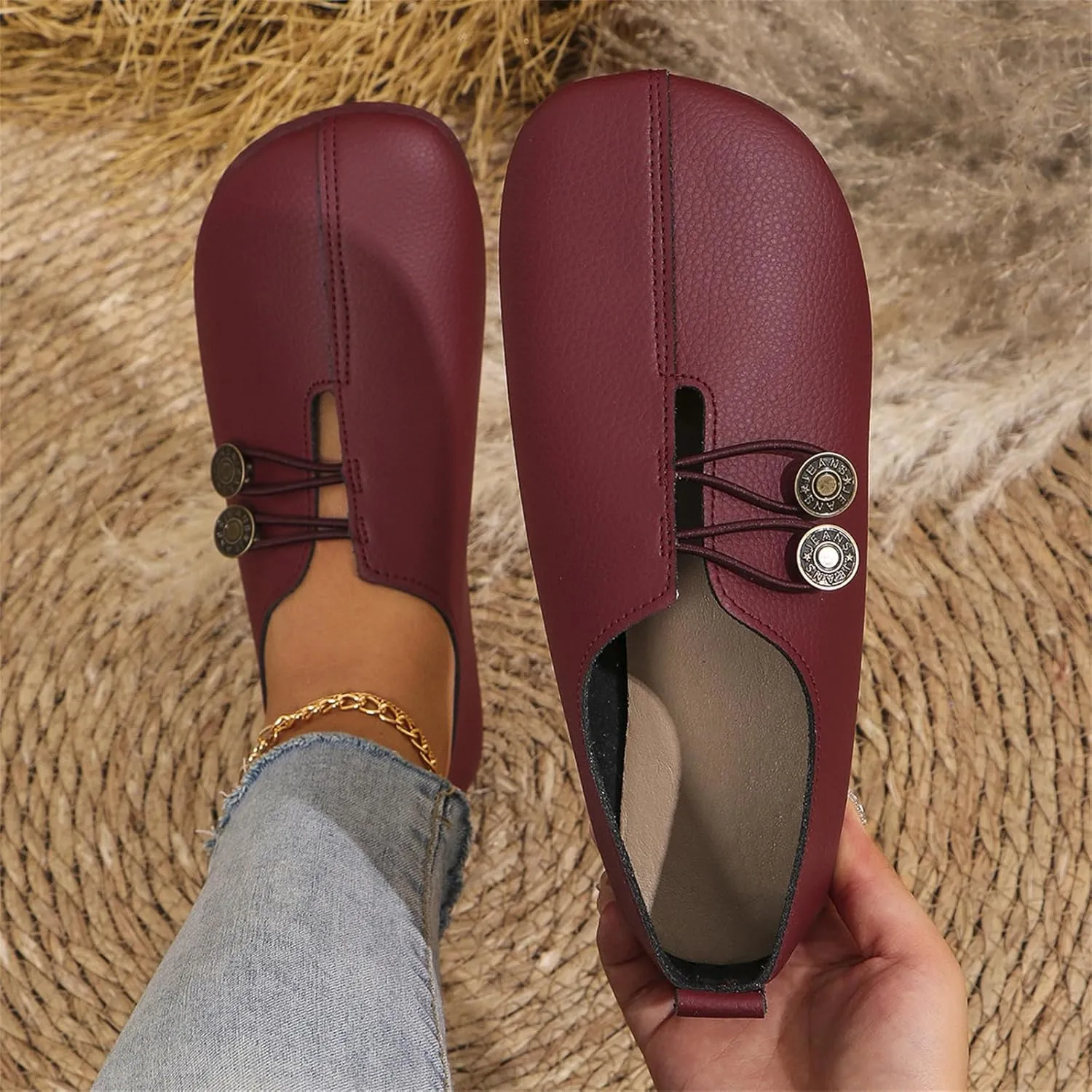 Flats Shoes for Women Round Toe Comfortable Ballet Flats Business Casual Work Slip On Dress Mary Jane Shoes Casual Dressy Walking Fashion Loafer Lightweight Breathable Outdoor Footwear
