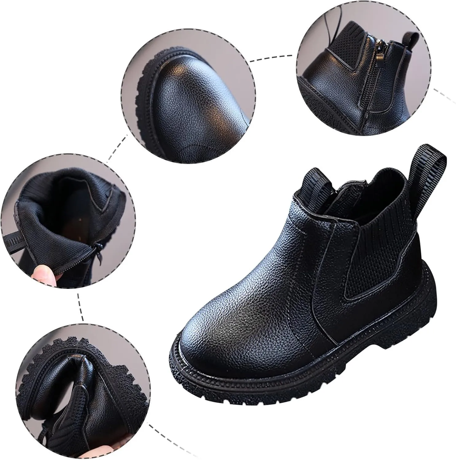 Girls Boys Children Ankle Boots Kids Low Heel Booties Fashion Side Zipper Short Flat Shoes Kids Boots for Girls Size 2