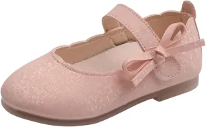 Girls Mary Jane Bow School Comfortable Soft Sole Flat Flower Wedding Party Shoes Non Slip Formal Dress Shoes