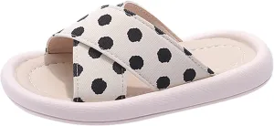 Girls Polka Dot Slides Soft Sole Anti Slip Open Toe Beach Swim Pool Water Sandals Kids Bedroom Slippers Little Girls