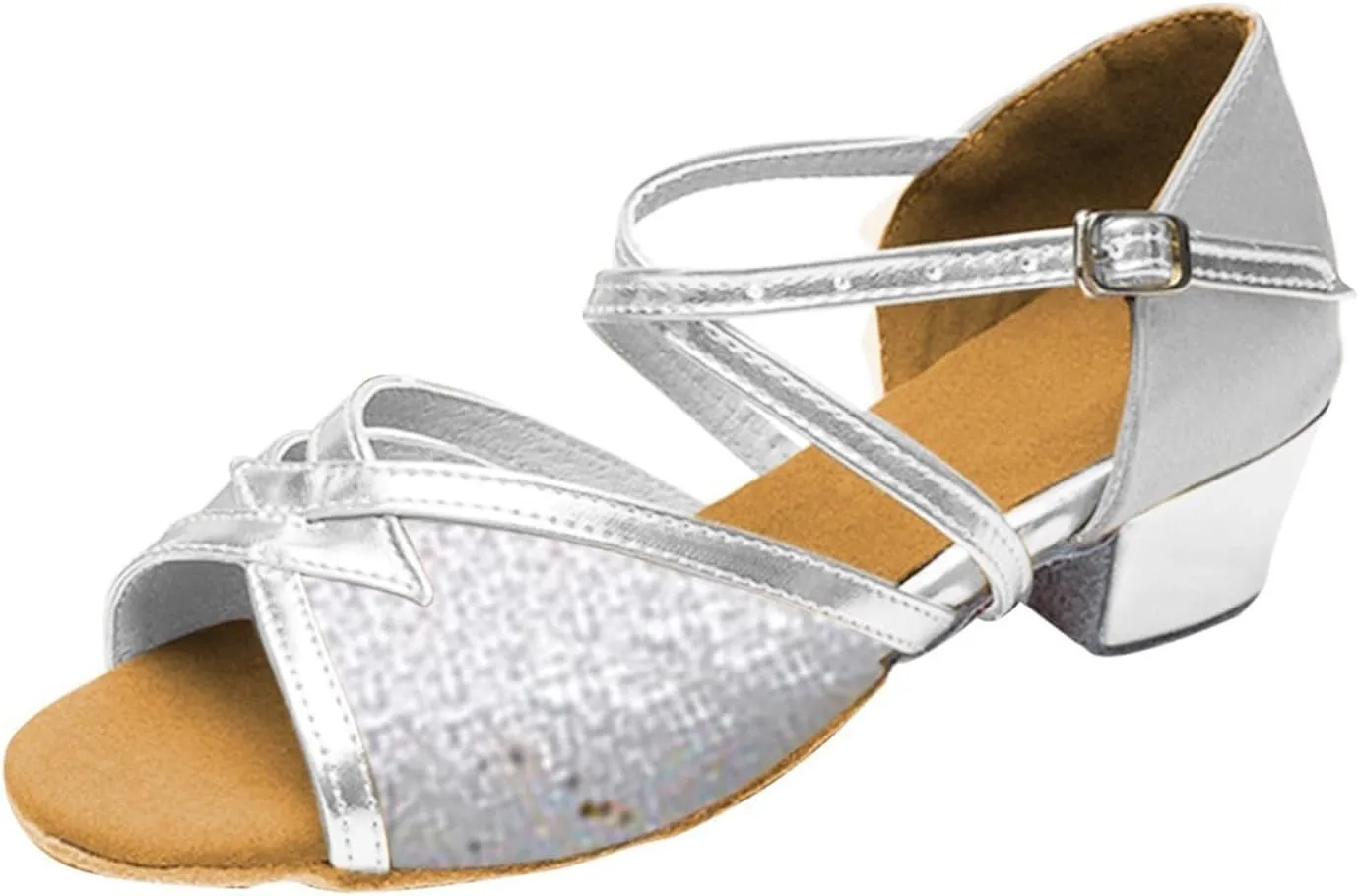Girls Sandals Comfortable Soft Sole Small Thick Heel Children Dance Shoes Fashionable Soft Sole Dance Girl's Sandals
