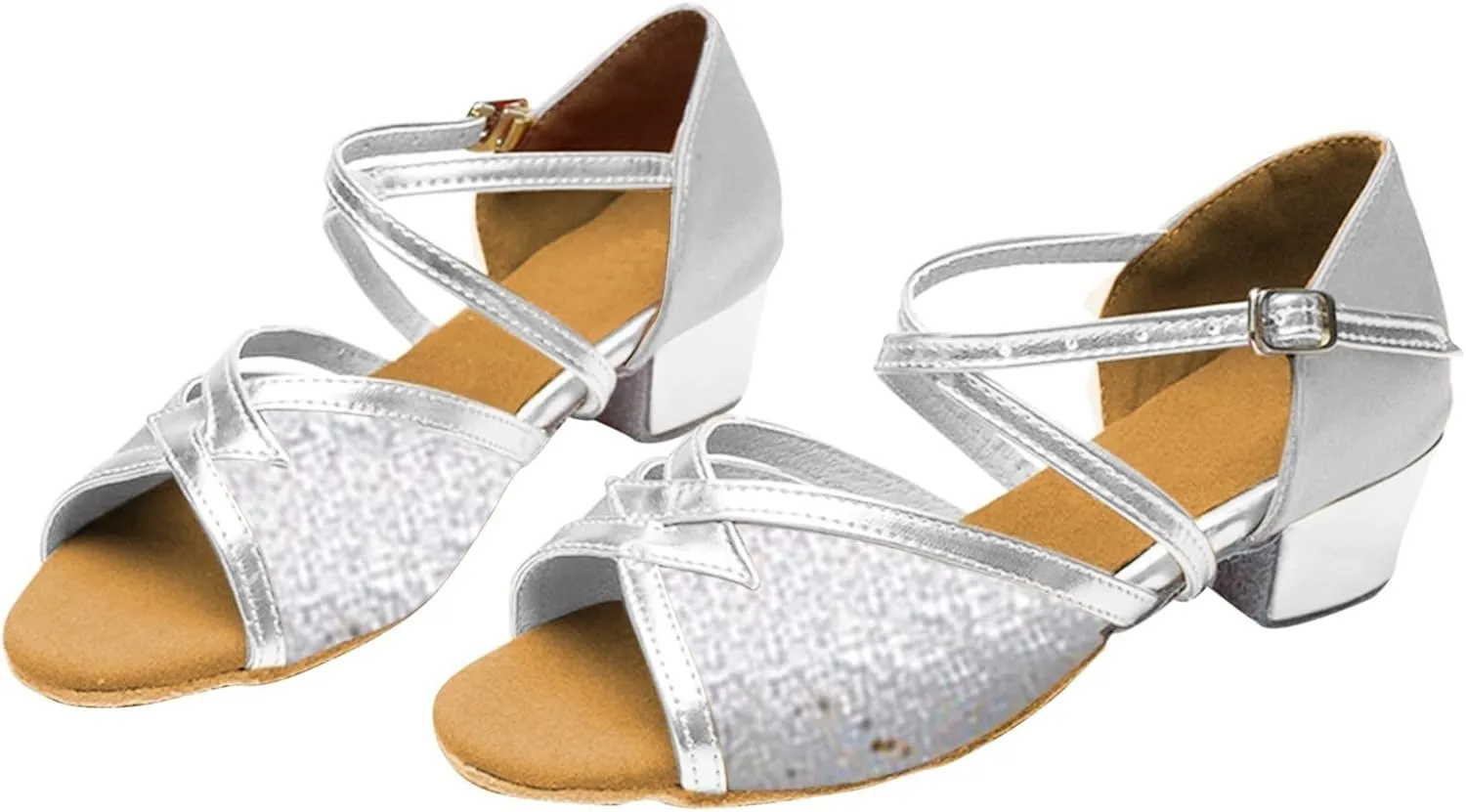 Girls Sandals Comfortable Soft Sole Small Thick Heel Children Dance Shoes Fashionable Soft Sole Dance Girl's Sandals