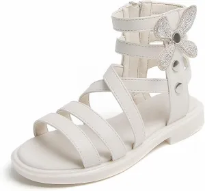 Girls' Sandals Summer Fashion Children's Rhinestone Roman Sandals Korean Edition Soft Sole Flat Leather Boots