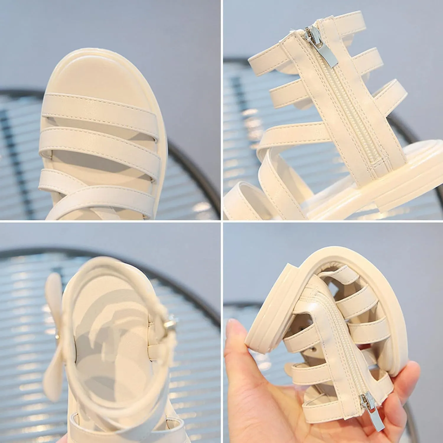 Girls' Sandals Summer Fashion Children's Rhinestone Roman Sandals Korean Edition Soft Sole Flat Leather Boots