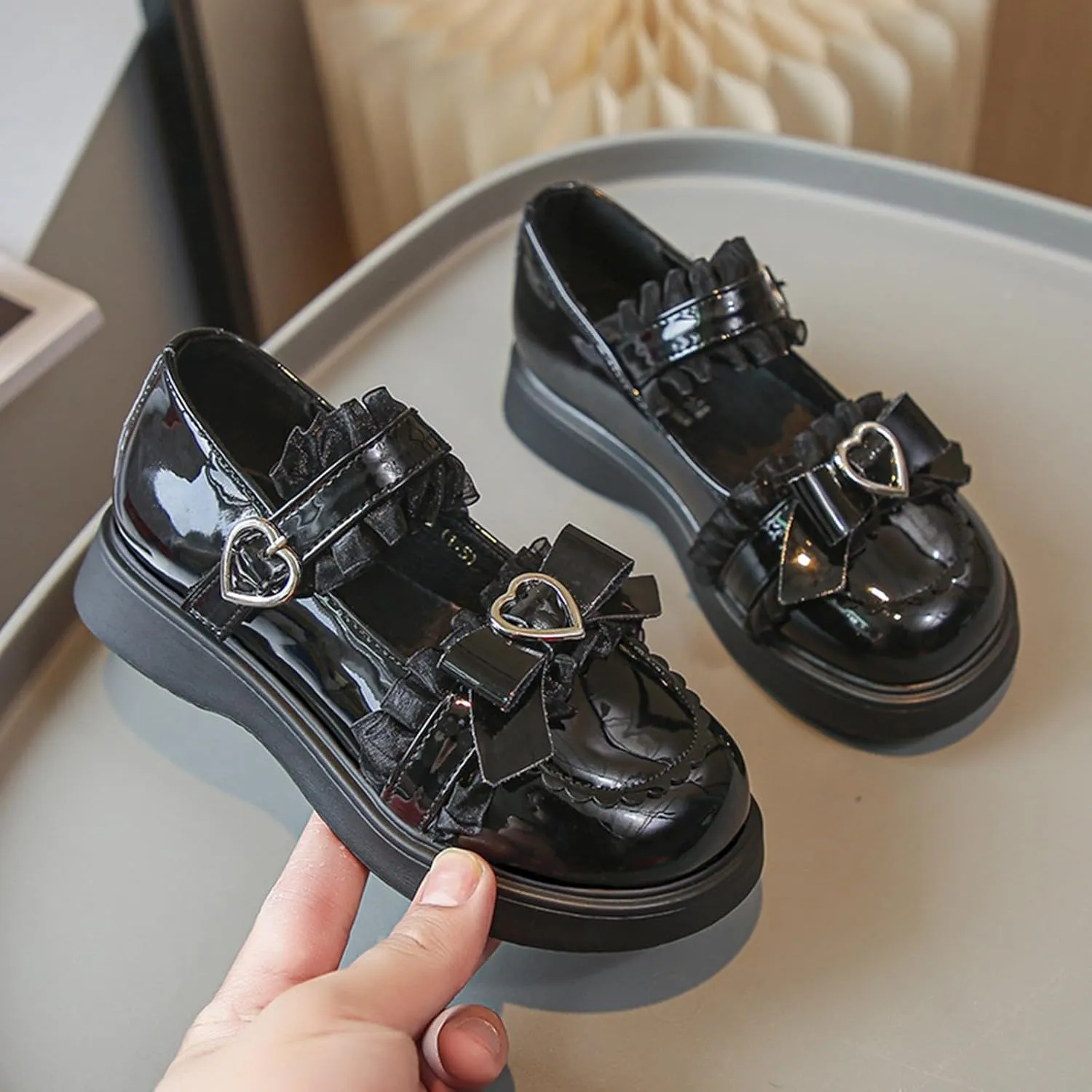 Girls School Shoe Soft Sole Leather Platform Mary Jane Flat Shoes Casual Comfort Non Slip Dress Shoes