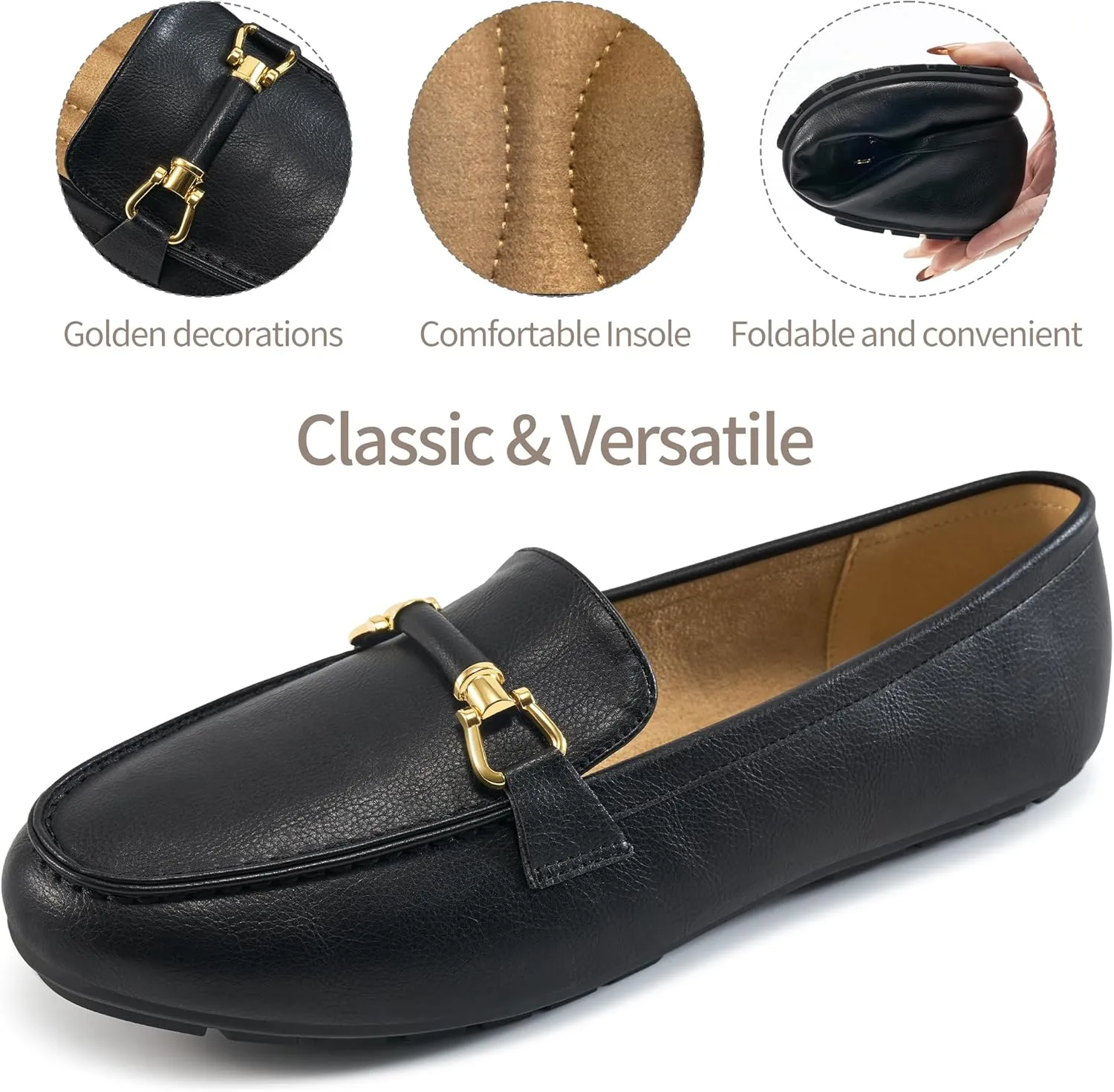 HARENCE Womens Loafers Casual Shoes: Comfortable Moccasins Business Dressy Flats Lightweight Slip On Work Shoes