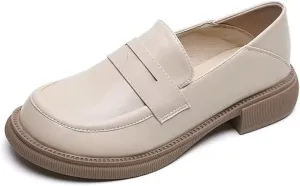INEELUYI Women's Loafers Comfortable Chunky Heel Platform Driving Flats Casual Slip On Loafer Shoes