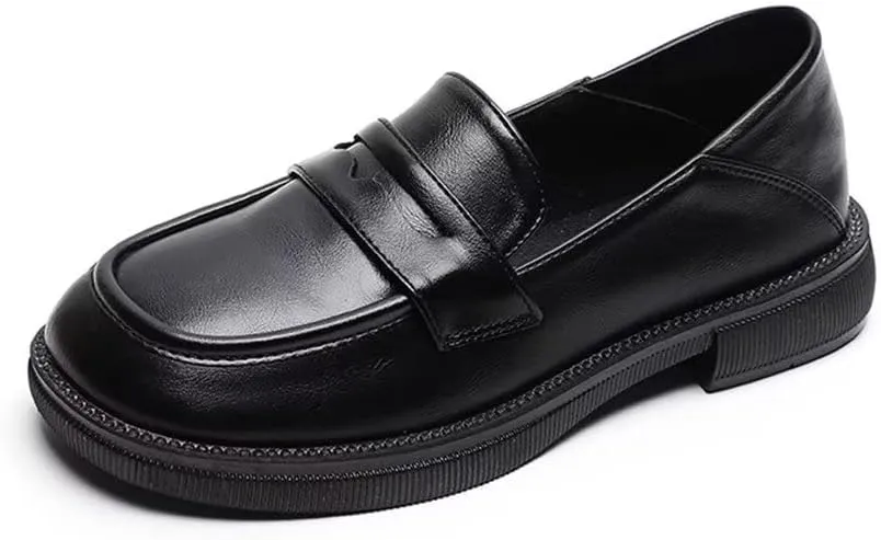 INEELUYI Women's Loafers Comfortable Chunky Heel Platform Driving Flats Casual Slip On Loafer Shoes