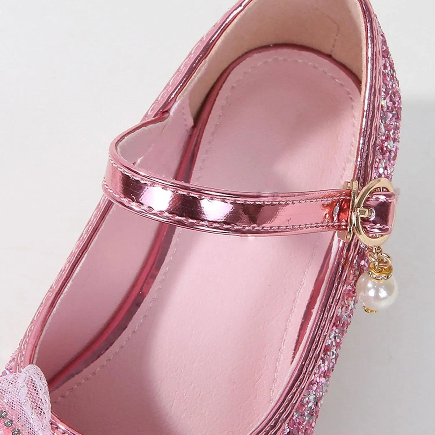 IWIHMIV Girls Brown Dress Shoes Comfortable Chunky Low Heels Ankle Strap Party Wedding Girls Princess Dress Up Shoes