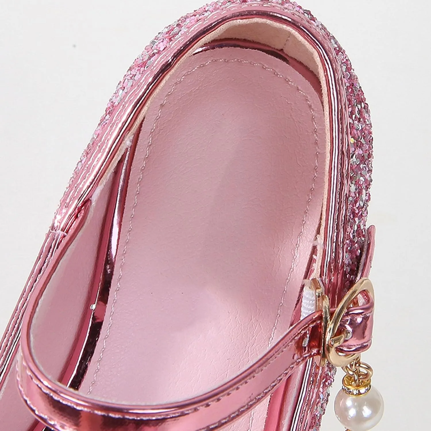IWIHMIV Girls Brown Dress Shoes Comfortable Chunky Low Heels Ankle Strap Party Wedding Girls Princess Dress Up Shoes