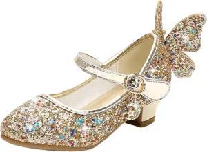 IWIHMIV Girls Dress Shoes Party Low Heels Slip On Mary Jane Shoes Flower Girl Comfortable Princess Wedding Party Shoes